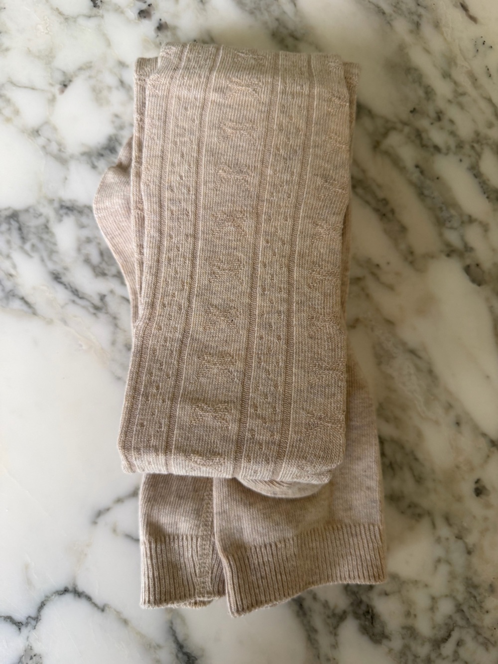 NWOT Nordstrom Girls Tights Cream Bow Texture Sz 7-10